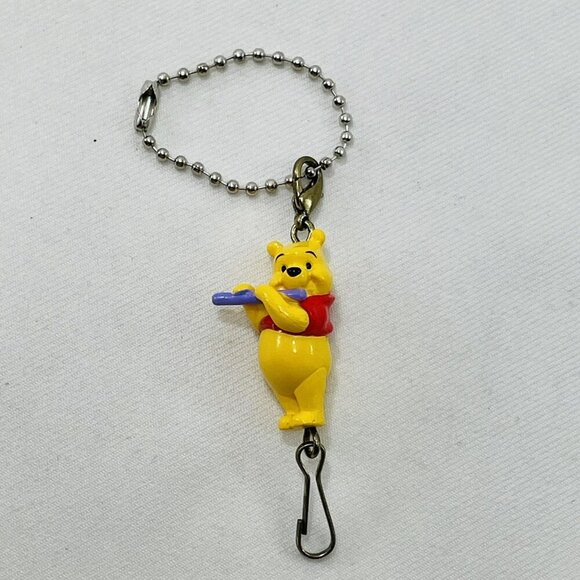 Disney Coca Cola Pooh Bear Flute Figure Keychain Clip Music Keyring Charm Hang - Picture 1 of 12